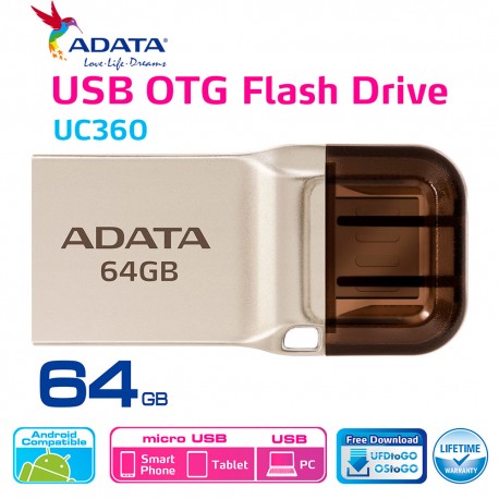 ADATA UC360 - Flashdisk OTG USB 3.1 Super Speed - 64GB Gold