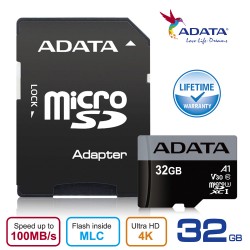 ADATA V30S 32GB Premier Pro microSDHC UHS-I U3 Class 10 - 100MBps Memory Card + Adapter