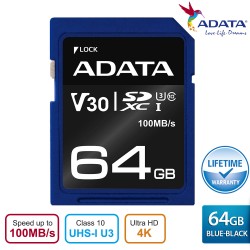 ADATA V30S SDXC UHS-I U3 Class10 R100 W60 Premier Pro - 64GB