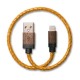 ALTO Kabel Data & Charger Lightning Braided Kulit Asli + Kayu - Apple MFi-Certified – 0.3 Meter Brown