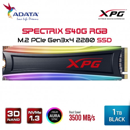 ADATA XPG SPECTRIX S40G RGB SSD PCIe Gen3x4 M.2 2280 - 1TB