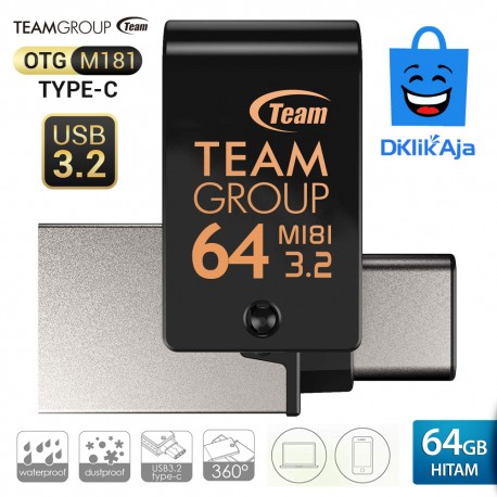 Team Group M181 OTG Type-C Flashdisk USB3.2 - 64GB Hitam