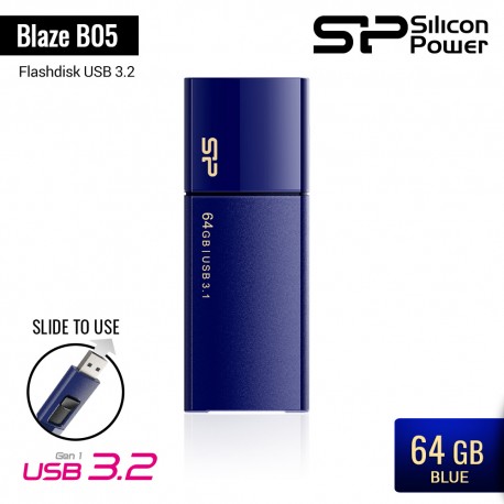 Silicon Power Blaze B05 Flashdisk USB3.2 - 64GB Blue