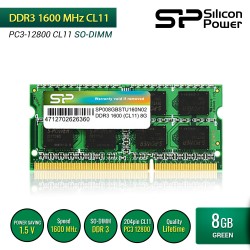 Silicon Power DDR3 1600MHz CL11 PC3-12800 SO-DIMM RAM Laptop - 8GB