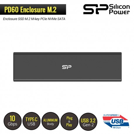 Silicon Power PD60 Enclosure SSD M.2 - Hitam