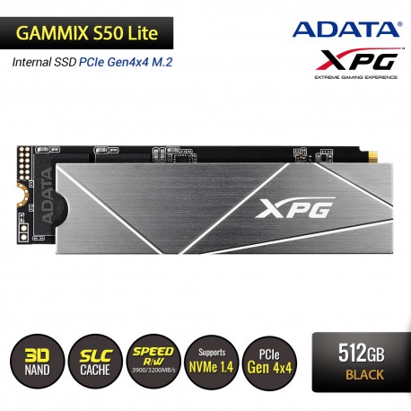 ADATA XPG GAMMIX S50 Lite SSD Internal PCIe Gen4x4 M.2 2280 NVMe 1.4 - 512GB