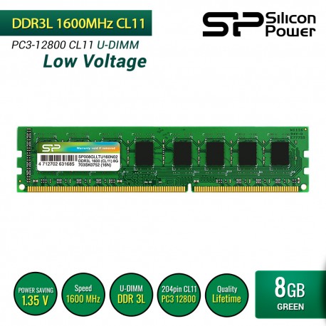 Silicon Power DDR3L Low Voltage 1600 CL11 PC3-12800 UDIMM - 8GB
