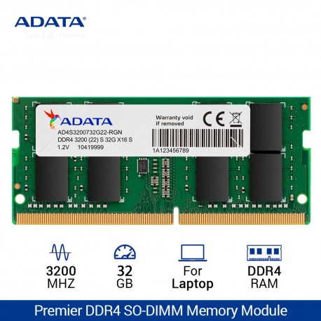 ADATA Premier DDR4 3200 SO-DIMM RAM Laptop - 32GB Hijau