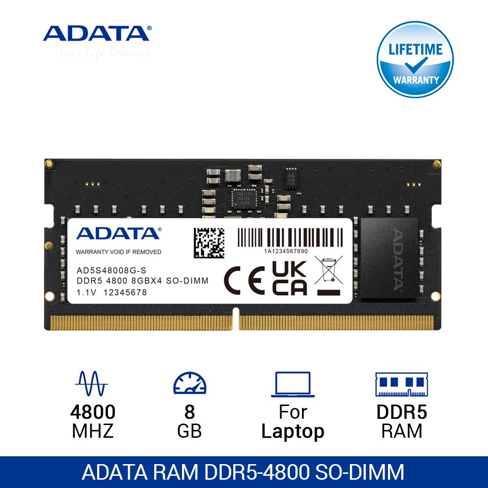 ADATA DDR5 4800 SO-DIMM untuk – Hitam Single Tray
