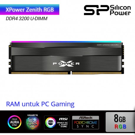 Silicon Power XPower Zenith RGB RAM PC Gaming DDR4 3200 UDIMM - 8GB