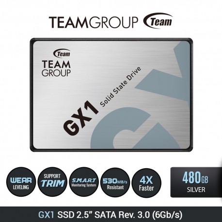 TEAM SSD GX1 2.5 SATA III - 480GB Silver
