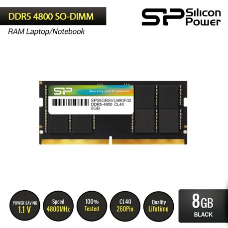 Silicon Power DDR5 4800 SODIMM RAM Laptop - 8GB