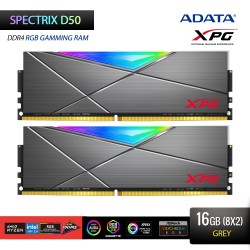 ADATA XPG Spectrix D50 DDR4 RAM PC U-Dimm RGB Gamming - 16GB(8x2) Grey
