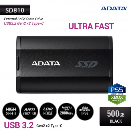 ADATA SD810 SSD Eksternal USB3.2 Gen2 x2 Type-C - 500GB