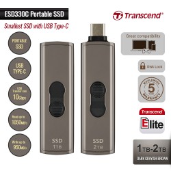 Transcend ESD310C SSD Eksternal Dual USB Tipe-A dan Tipe-C 1TB-2TB Hitam