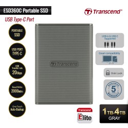 Transcend ESD360C SSD Eksternal USB Port Type-C 1TB