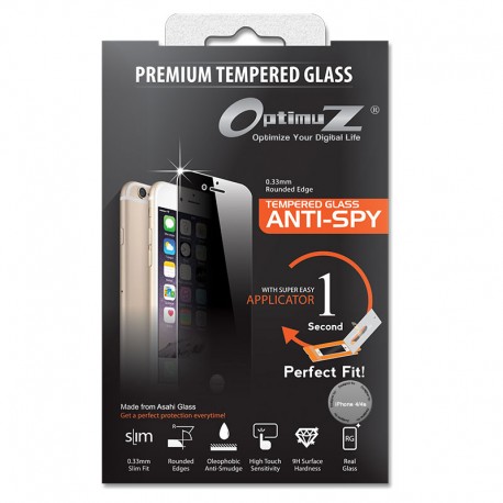 OptimuZ Tempered Glass Anti Spy with Applicator - iPhone 4