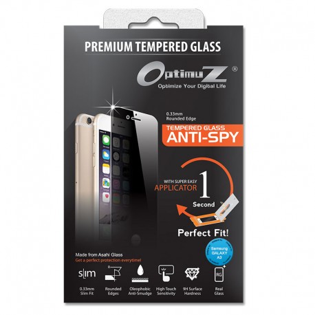 OptimuZ Tempered Glass Anti Spy with Applicator - Samsung A3