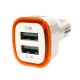 Car Charger 2 USB port Power Adapter Colorful LED Light 3.1 A - Putih Orange