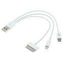 OptimuZ Kabel 3 IN 1 - Micro USB, Lightning 8pin dan 30pin - Putih