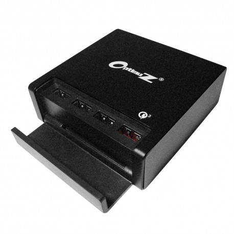 OptimuZ QC-024P 4 Ports Quick Charge 3.0 Universal Smart Charger 40W with Cover - Black