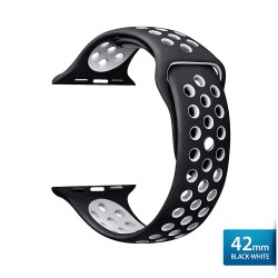 OptimuZ Sport Nice Watch Band Strap Breathable Silicone for Apple Watch - 42mm Black-white
