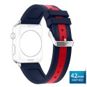 OptimuZ Sport Dual Tone Watch Band Strap Silicone for Apple Watch - 42mm Navy-red