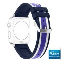 OptimuZ Sport Dual Tone Watch Band Strap Silicone for Apple Watch - 42mm Navy-purple-white