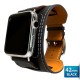 OptimuZ Premium Leather Cuff Bracelets Watch Band Strap for Apple Watch - 42mm Black