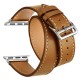 OptimuZ Premium Double Tour Leather Watch Band Strap for Apple Watch - 38mm Brown