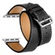 OptimuZ Premium Double Tour Leather Watch Band Strap for Apple Watch - 42mm Black