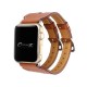 OptimuZ Premium Double Strap Leather Watch Band Strap for Apple Watch - 38mm Brown