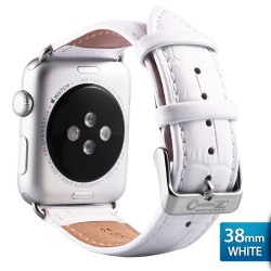 OptimuZ Premium Croc Leather Watch Band Strap for Apple Watch - 38mm White