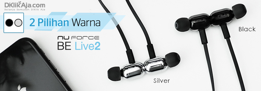 Pilihan Warna Klasik Hitam Silver - Headset Earphone Optoma NuForce BE Live 2