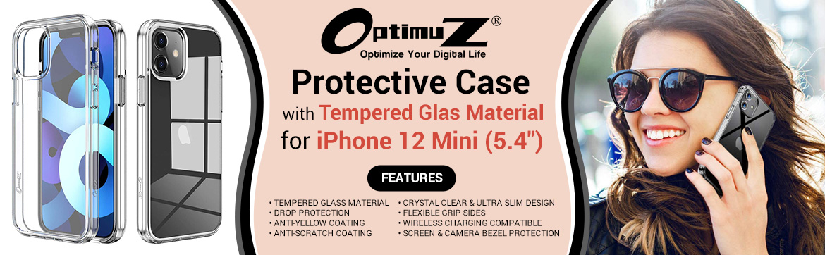 OptimuZ Case Transparan Tempered Glass iPhone 12 Mini (5,4”)