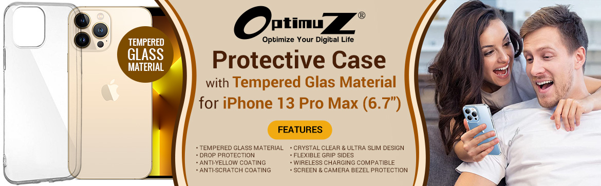 OptimuZ Case Transparan Tempered Glass iPhone Pro Max (6,7”)