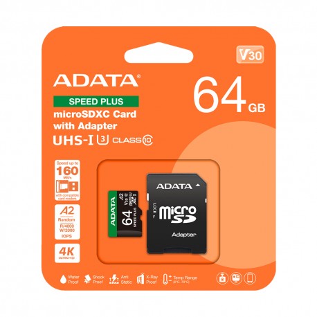 ADATA Speed Plus microSDXC UHS-1 U3 Class 10 Memory Card V30S - 64GB/128GB