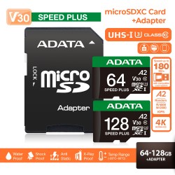 ADATA Speed Plus microSDXC UHS-1 U3 Class 10 Memory Card V30S - 64GB/128GB